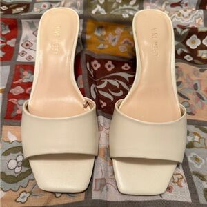 Nine West Women's Cream kitten heel mules